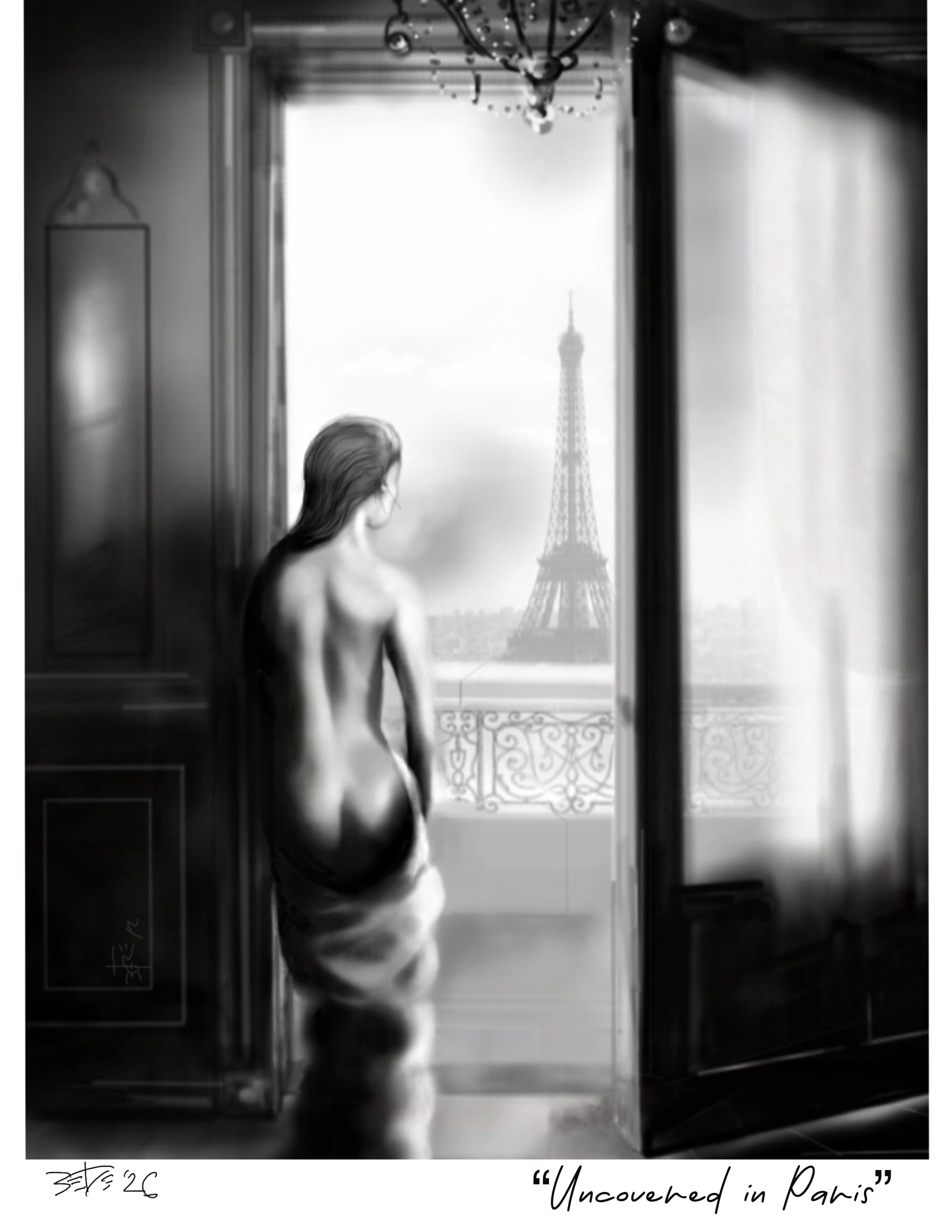 “Uncovered in Paris” Original Artwear: Heavyweight Crewneck T-shirt for Women